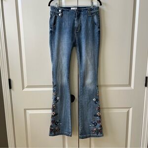 Driftwood Wyatt High Waist Embroidered Flare Jeans 28 x 34